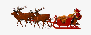 节日元素-圣诞节圣诞老人驯鹿车元素